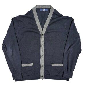 J.Crew Cotton Lightweight Cardigan Knit Button Up Blue XL